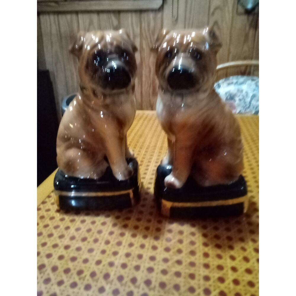 Pair Of Vintage Japanese Takahashi Shar Pei Bookend /Bank Statue